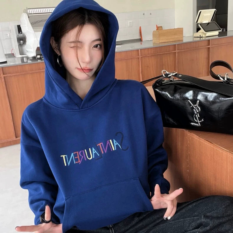 Saint Laurent Paris Embroidered Logo Hoodie