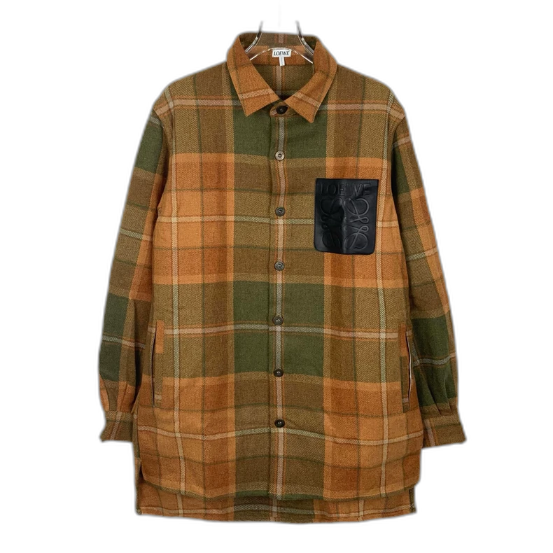 Loewe Brown Plaid Wool Long Sleeve Shirt