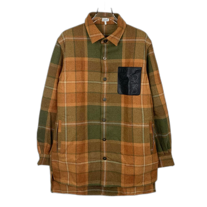 Loewe Brown Plaid Wool Long Sleeve Shirt