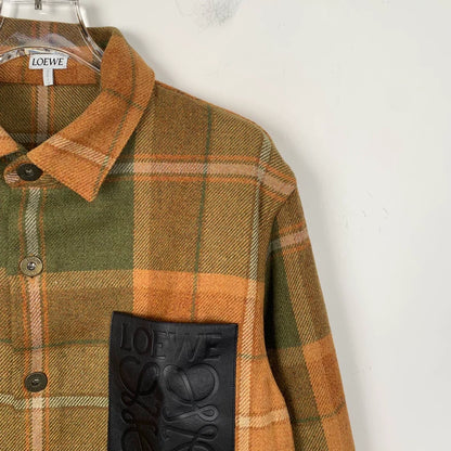 Loewe Brown Plaid Wool Long Sleeve Shirt