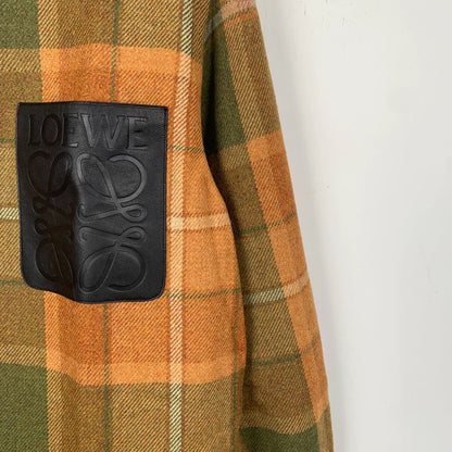 Loewe Brown Plaid Wool Long Sleeve Shirt