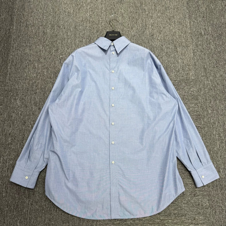 Loose Fit Cotton Button-Up Shirt-zp