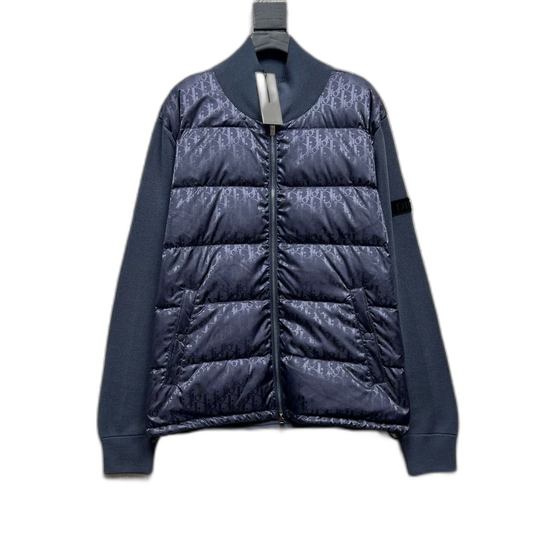 Dior Logo Puffer Jacket with Knit Sleeves