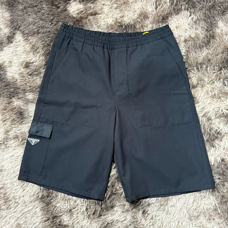PRADA Black Wool Straight-Leg Shorts