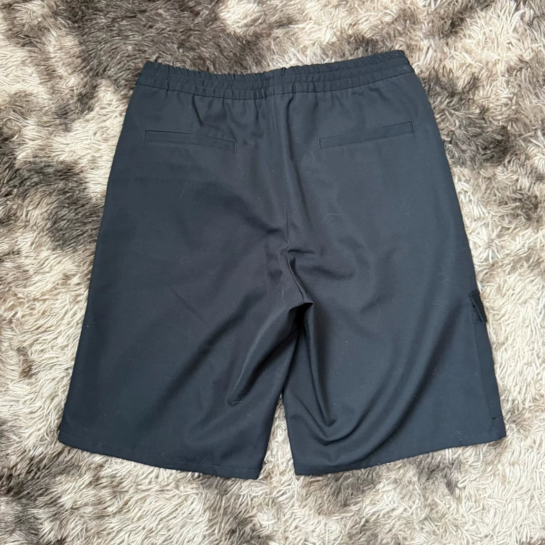 PRADA Black Wool Straight-Leg Shorts