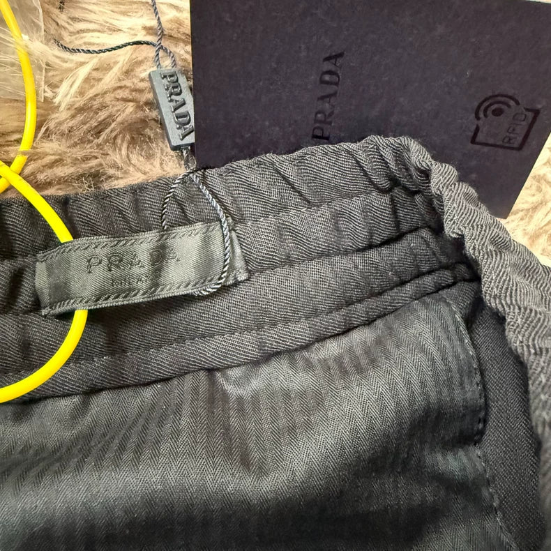 PRADA Black Wool Straight-Leg Shorts