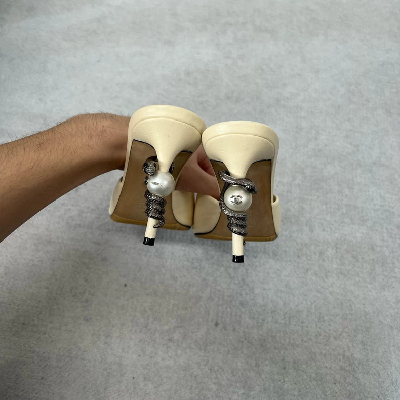 Chanel Pearl Snake High Heels