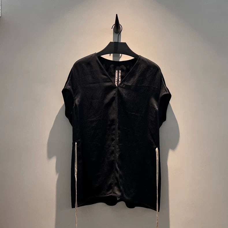 Rick Owens 25SS V-Neck Silk Sleeveless Top-yf