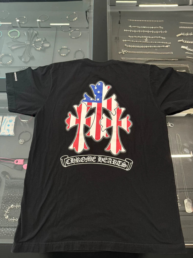 Chrome Hearts Black Graphic Short Sleeve Tee-yf