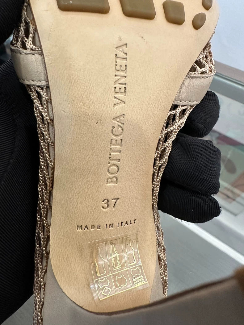 Bottega Veneta Beige Mesh Heeled Sandals