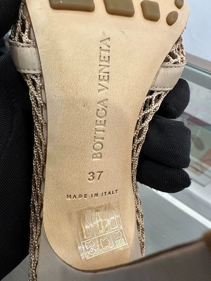 Bottega Veneta Beige Mesh Heeled Sandals