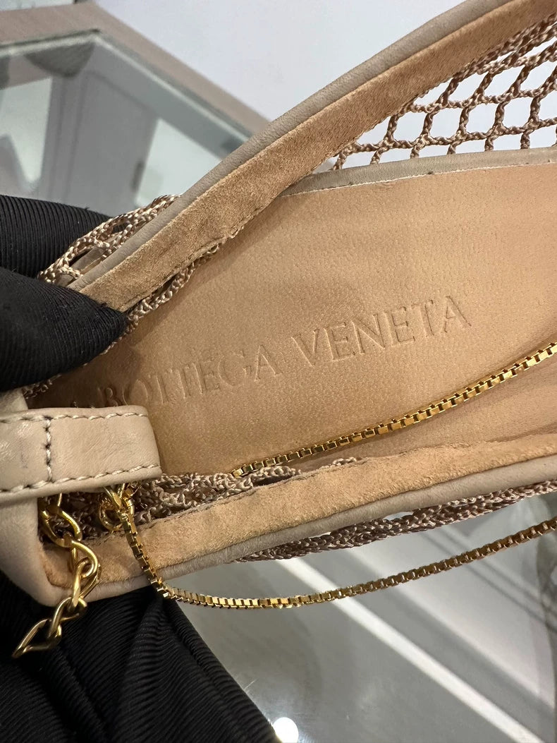 Bottega Veneta Beige Mesh Heeled Sandals