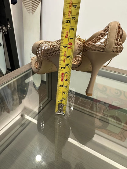 Bottega Veneta Beige Mesh Heeled Sandals
