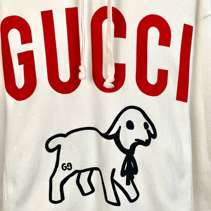 Gucci Beige Letter Print Hooded Sweatshirt