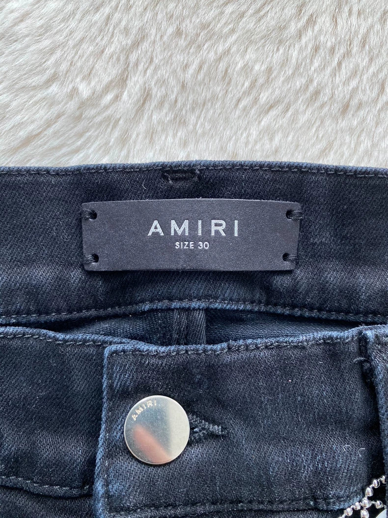 Amiri Black and Pink Inlaid Denim Pants