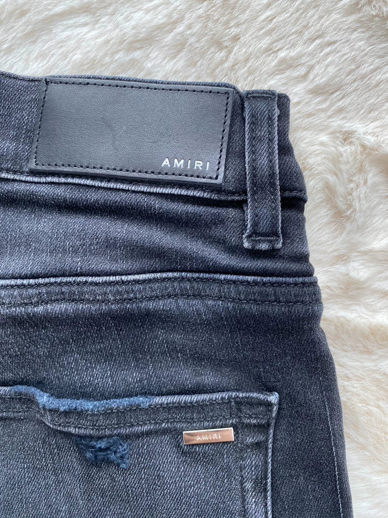 Amiri Black and Pink Inlaid Denim Pants