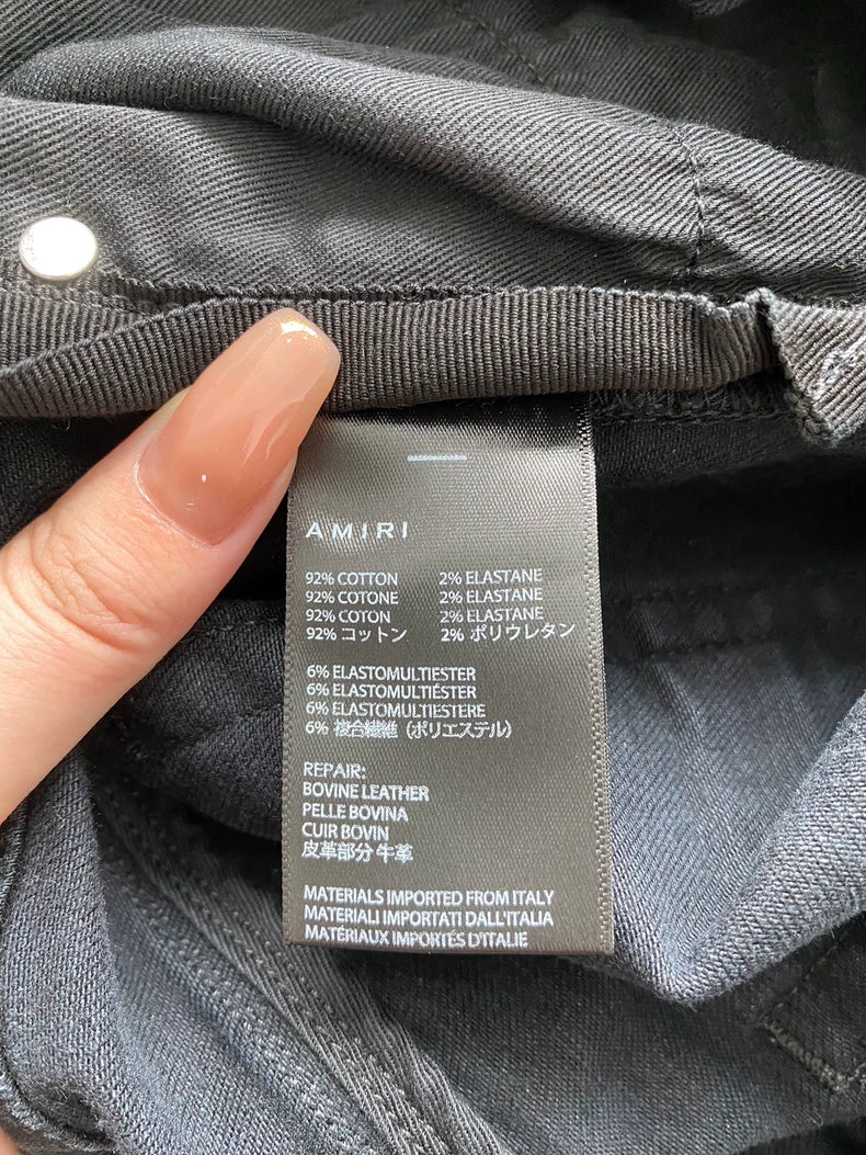 Amiri Black and Pink Inlaid Denim Pants