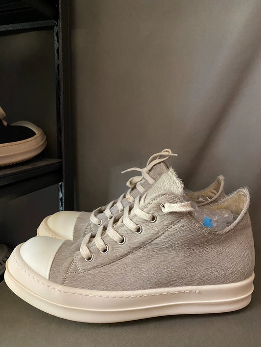 Rick Owens Grey Horsehair High-Top Sneakers-yf