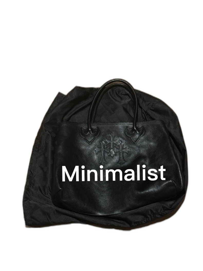 Chrome Hearts Black Leather Tote Bag