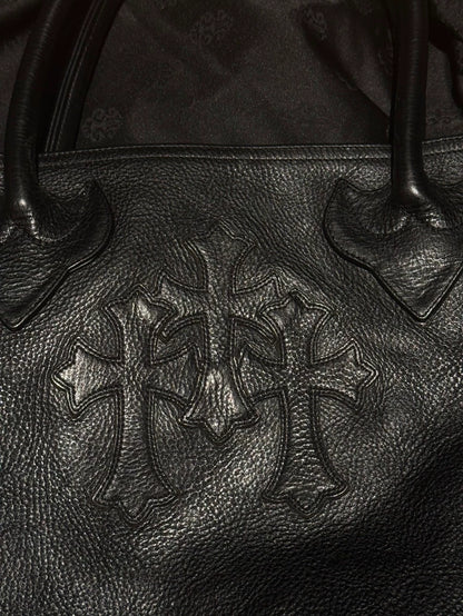 Chrome Hearts Black Leather Tote Bag