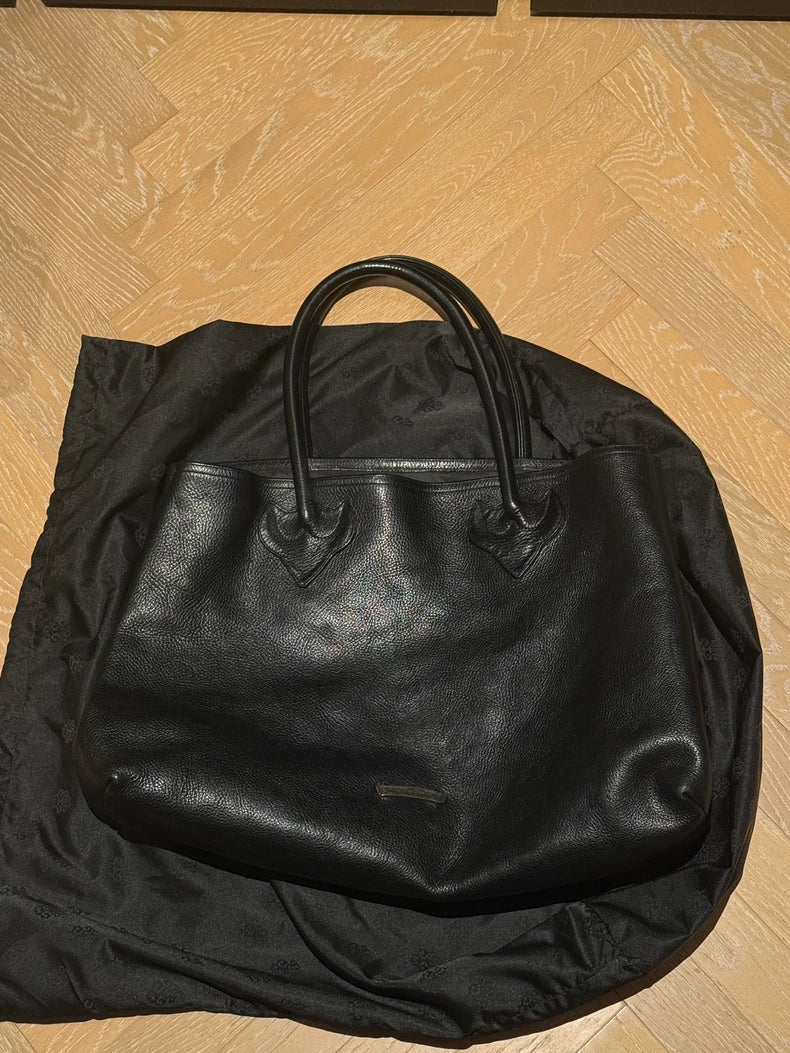 Chrome Hearts Black Leather Tote Bag