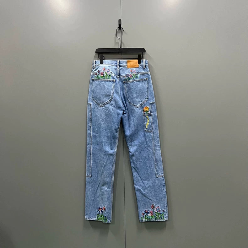 Louis Vuitton Floral Embroidered Denim Pants