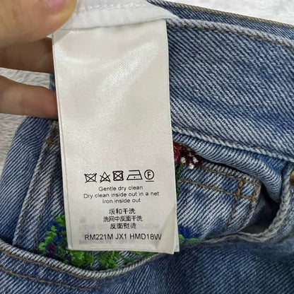 Louis Vuitton Floral Embroidered Denim Pants