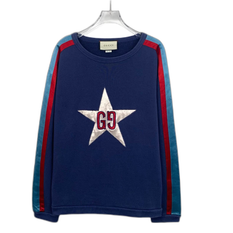Gucci Blue Star Embroidered Cotton Sweatshirt