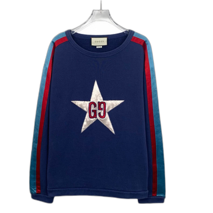 Gucci Blue Star Embroidered Cotton Sweatshirt