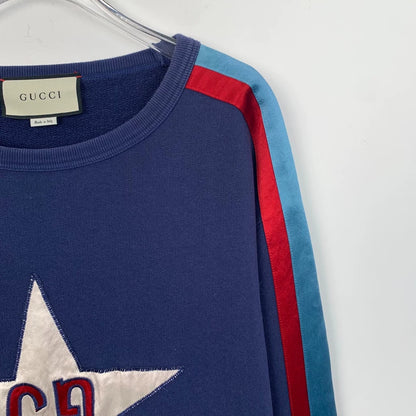 Gucci Blue Star Embroidered Cotton Sweatshirt