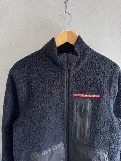 Prada Black Fleece Jacket with Logo