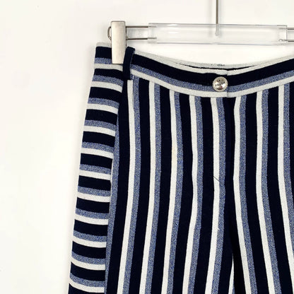 Chanel Striped Wool Wide Leg Pants