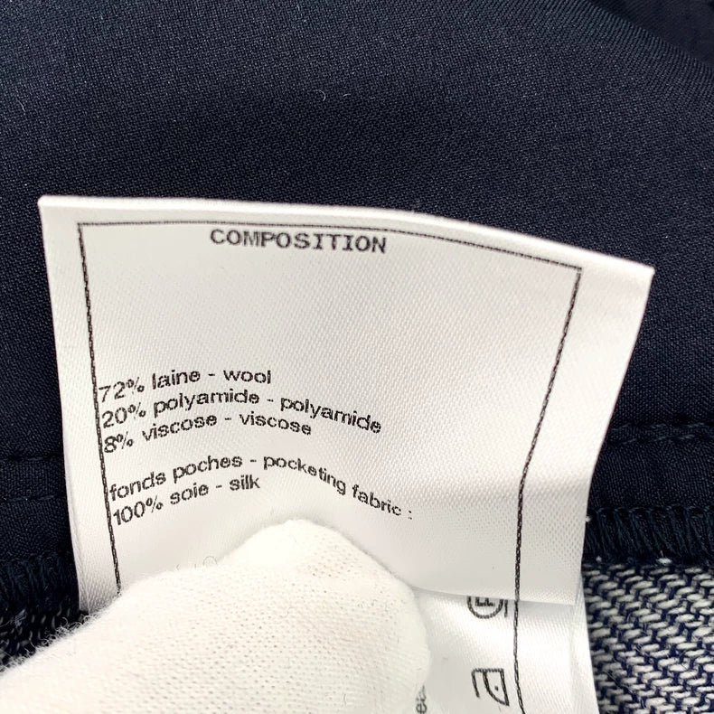 Chanel Striped Wool Wide Leg Pants