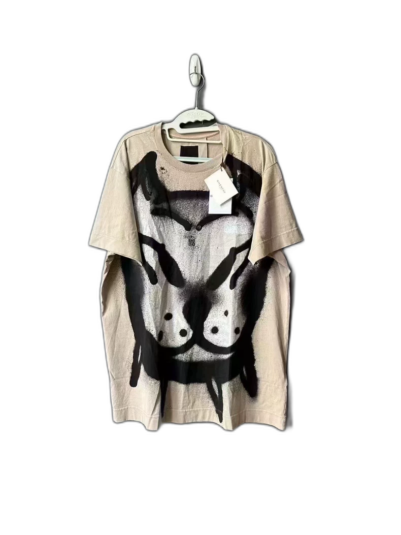 Givenchy Graffiti Dog Head Short Sleeve T-Shirt
