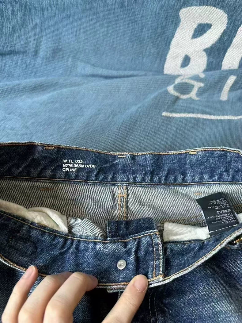 Celine Jane Denim Jeans with Triomphe Design