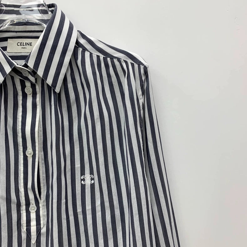 Celine Striped Long Sleeve Cotton Shirt