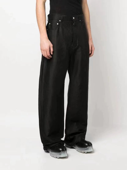 Rick Owens Men's Black Wide-Leg Casual Pants