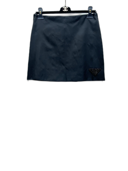 Black Crystal Triangle Logo Mini Skirt