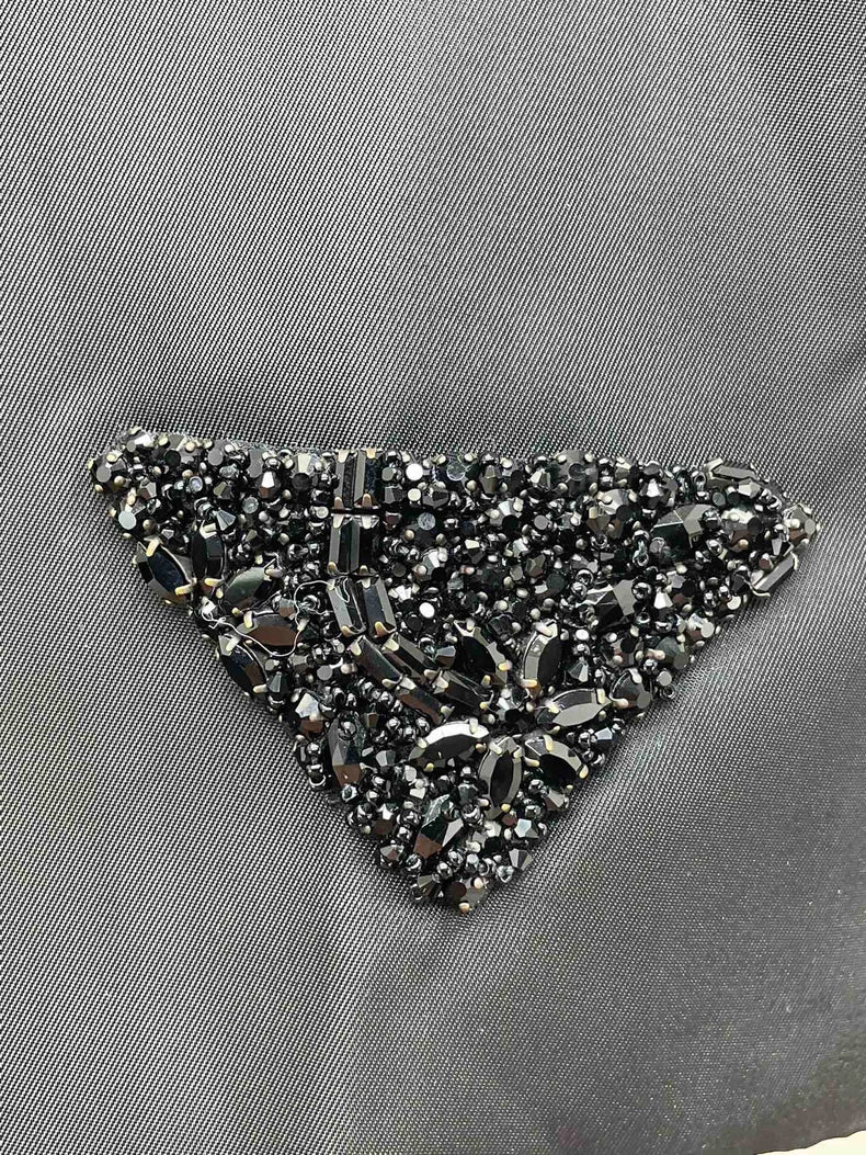 Black Crystal Triangle Logo Mini Skirt