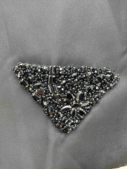 Black Crystal Triangle Logo Mini Skirt