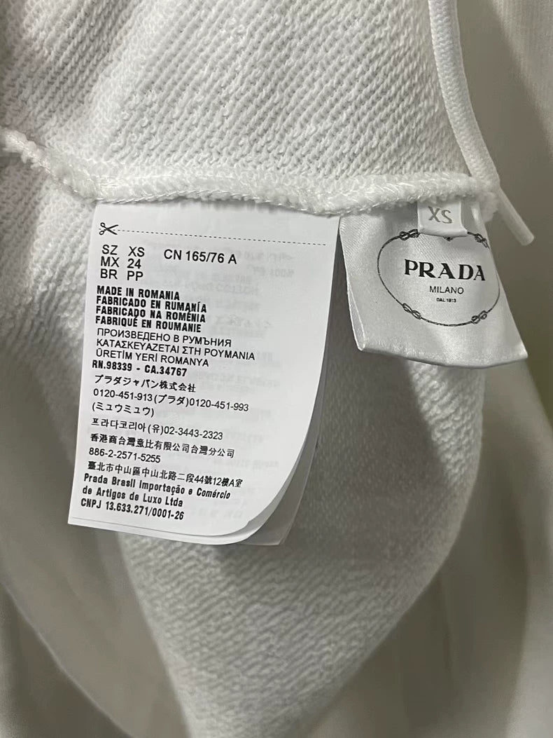 Prada White Hoodie with Logo