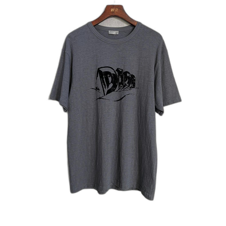 Dior Grey Logo Short Sleeve T-Shirt