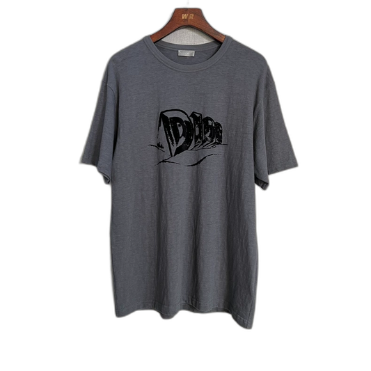 Dior Grey Logo Short Sleeve T-Shirt