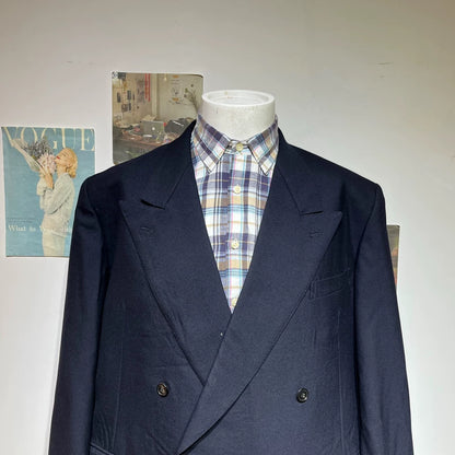 Vintage Blue Double-Breasted Wool Suit