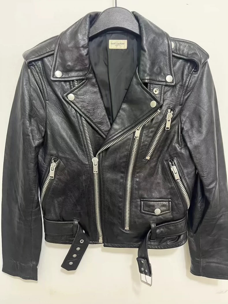 Black Leather Biker Jacket by Saint Laurent