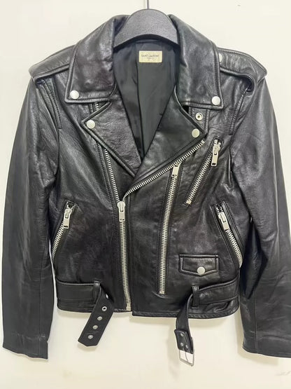 Black Leather Biker Jacket by Saint Laurent