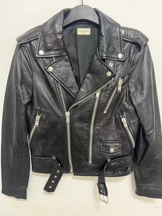 Black Leather Biker Jacket by Saint Laurent