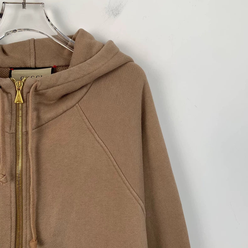 Gucci Brown Stripe Hoodie with Logo Print