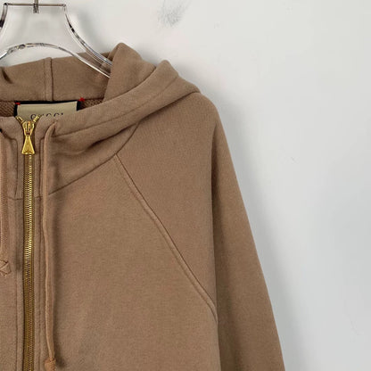 Gucci Brown Stripe Hoodie with Logo Print