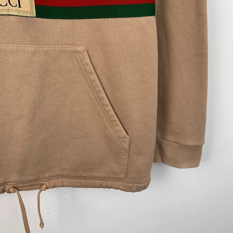 Gucci Brown Stripe Hoodie with Logo Print